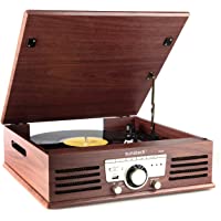 Sunstech PXR3 - Tocadiscos (33 y 45 rpm- USB- FM)- color marrón